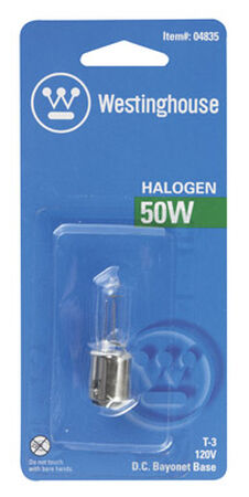 Westinghouse Halogen Light Bulb 50 watts 600 lumens Single-Ended T3 2 in. L White 1 pk