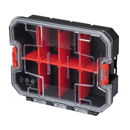 CRAFTSMAN VersaStack 7.5 in. W X 2.76 in. H Small Parts Bin Plastic 8 compartments Black/Red