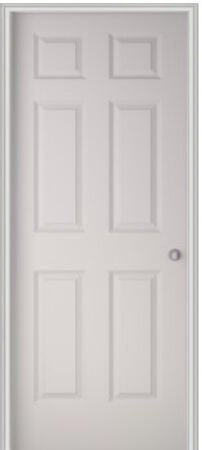Colonist 24" x 80" Single Prehung Interior Door Unit - Primed 6-Panel Hollow Core Left Hand w/ Flat Jamb - No Trim