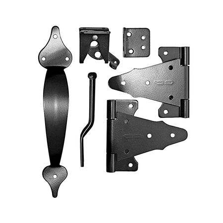 Black Galvanized Steel Wooden Gate Combo Kit Deluxe
