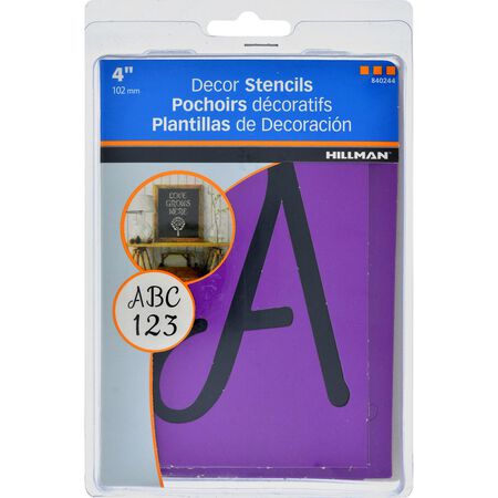 HILLMAN 4 in. Oil Board Decorative Script Stencil Pack 4 Inch Stencil Set 38 pk