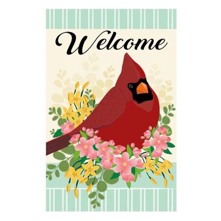 Evergreen Spring Floral Cardinal House Linen Flag