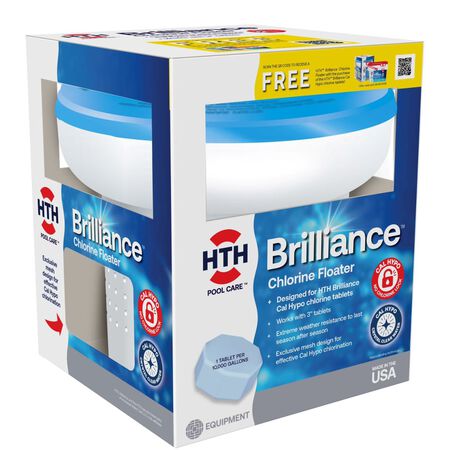 HTH Brilliance Chlorine Floater for Pools - Holds 4 Brilliance Tabs or 5 Standard 3-in. Tablets