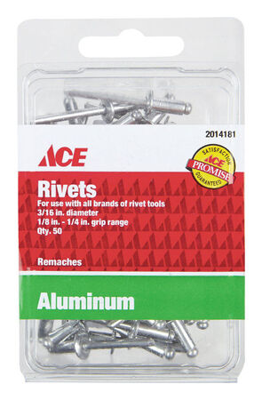 Ace 3/16 in. Dia. x 1/4 in. Aluminum Rivets 50 pk