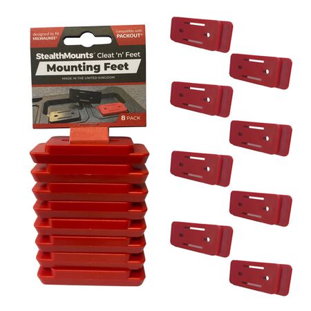 StealthMounts Mounting Feet Compatible with Milwaukee Packout, Red ABS Packout Holder 8 pk