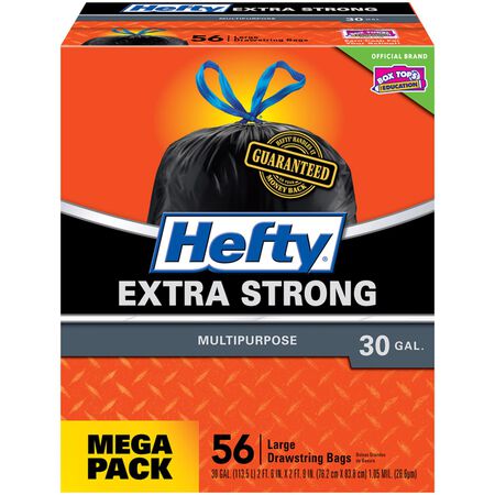 Hefty CinchSak 30 gal No Scent Scent Trash Bags Drawstring 56 pk 1.05 mil