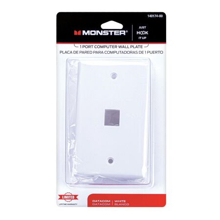 Monster Just Hook It Up White 1 gang Plastic Keystone Wall Plate 1 pk