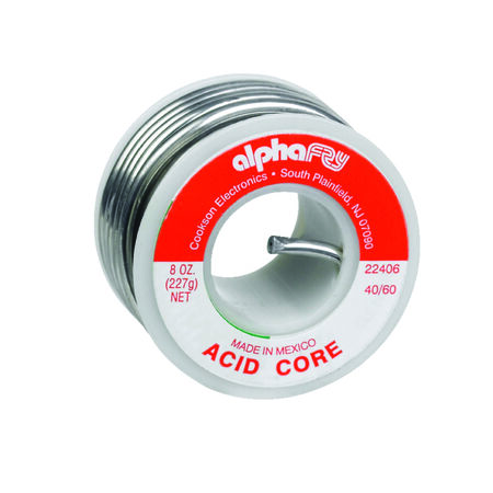 Alpha Fry 8 oz Acid Core Wire Solder 0.125 in. D Tin/Lead 40/60 1 pc