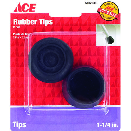 Ace Rubber Leg Tip Black Round 1-1/4 in. W 2 pk