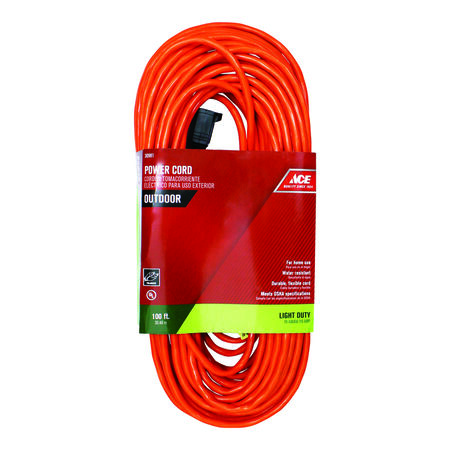 Ace Indoor or Outdoor 100 ft. L Orange Extension Cord 16/2 SJTW