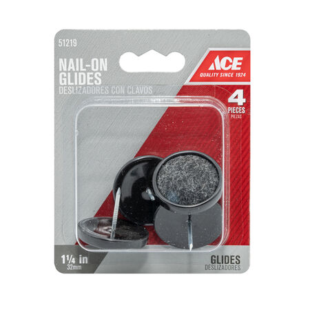 Ace Black 1-1/4 in. Nail-On Nylon Cushioned Glide 1 pk