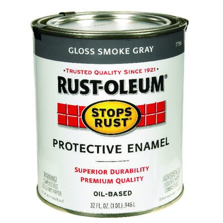 Rust-Oleum Stops Rust Gloss Smoke Gray Protective Enamel Exterior & Interior 1 qt