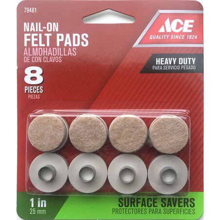 Ace Beige 1 in. Tap-On Felt Cushioned Glide 8 pk