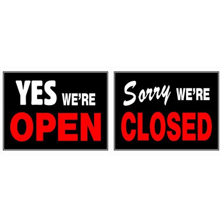 HILLMAN English Black Open/Close Sign 15 in. H X 19 in. W