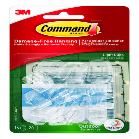 3M Command Small Plastic Light Clips 1.25 in. L 16 pk