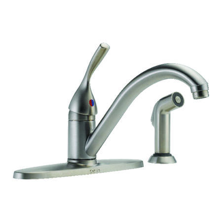 Delta One Handle Stainless Steel Kitchen Faucet Side Sprayer Included