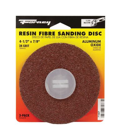 Forney 4-1/2 in. Dia. Sanding Disc 24 Grit Adhesive 3 pk
