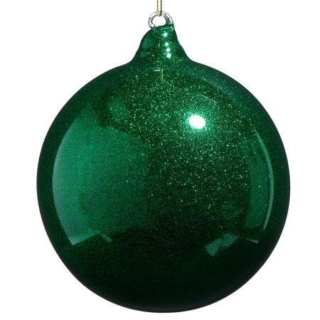 Raz Imports 5 in. Green Glitter Blown Glass Ball Ornament