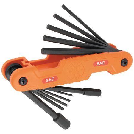 Klein Pro Folding Hex Key Set, 11-Key, SAE Sizes