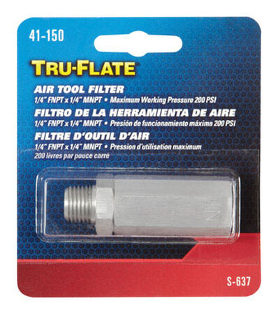 Tru-Flate Steel In-Line Air Tool Filter 1/4 in. FNPT x 1/4 in. MNPT in.