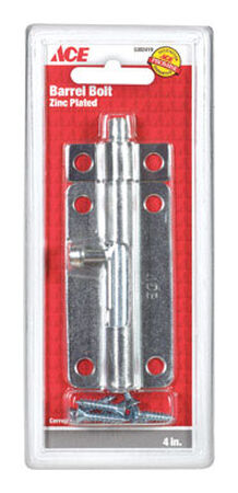 Ace Barrel Bolt 4 in. Zinc For Lightweight Doors Chests and Cabinets