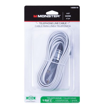 Monster Just Hook It Up 15 ft. L White Modular Telephone Line Cable