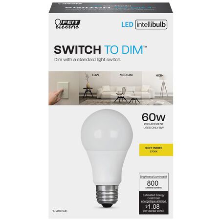 FEIT Electric Intellibulb LED Dimmable Light Bulb 9 watts 800 lumens 2700 K A-Line A19 60 watts