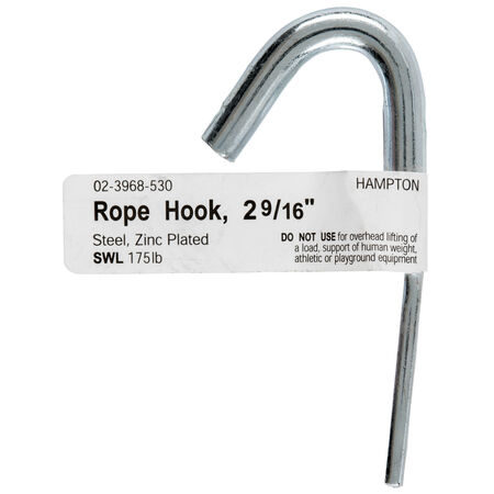 Hampton Small Zinc-Plated Silver Steel 2.5625 in. L Rope Binding Hook 175 lb 1 pk