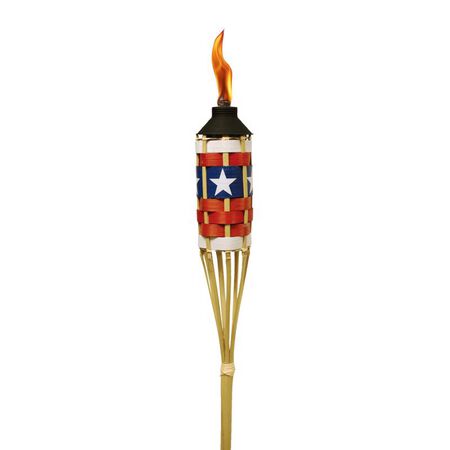 Tiki FlameKeeper Red/White/Blue Bamboo 57 in. Garden Torch