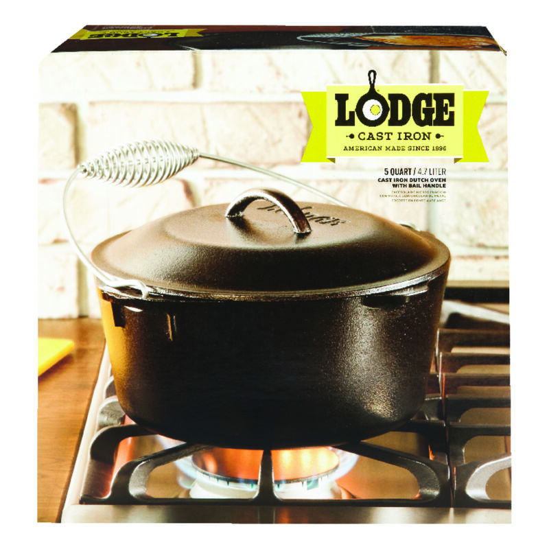Lodge Logic Cast Iron 9 Qt Dutch Oven w/Lid & Bail Handle