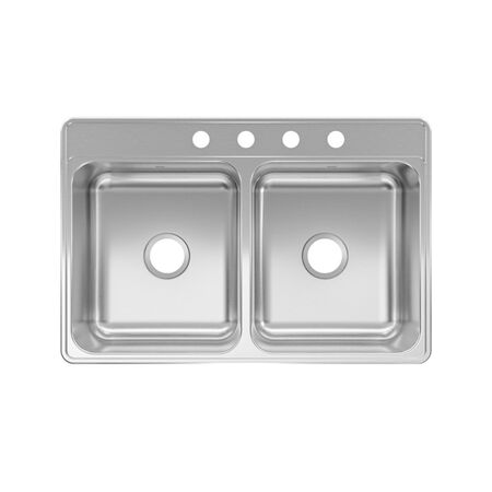 Kindred Creemore Stainless Steel Top Mount 33 in. W X 22 in. L Double Bowl Kitchen Sink Silver