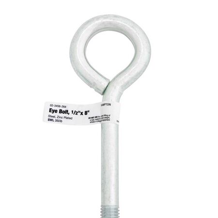 Hampton 1/2 in. X 8 in. L Zinc-Plated Steel Eyebolt Nut Included