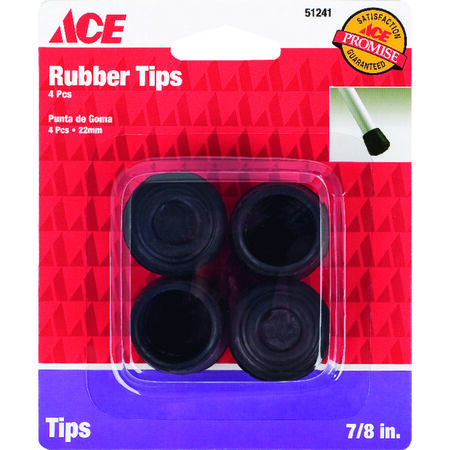 Ace Rubber Leg Tip Black Round 7/8 in. W 4 pk