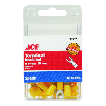 Ace Insulated Wire Spade Terminal Yellow 50 pk