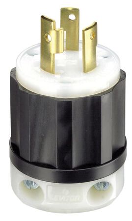 Leviton Industrial Thermoplastic Curved Blade/Ground Locking Plug L6-30P 16-8 AWG