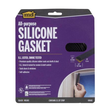 M-D Black Silicone Weatherstrip For Doors 20 ft. L X 1/4 in.