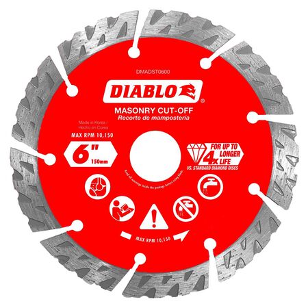 Diablo 6 in. D X 7/8 in. Diamond Segmented Turbo Masonry Cut-Off Disc
