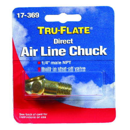 Tru-Flate Brass Air Line Chuck 1/4 in. Male 1 1 pc