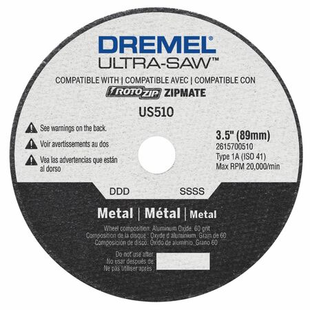 Dremel Ultra-Saw 3-1/2 in. D X 1/2 in. Aluminum Oxide Metal Cutting Wheel 1 pc