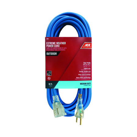 Ace Outdoor 50 ft. L Blue Extension Cord 14/3 SJOW
