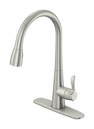 OakBrook Vela One Handle Brushed Nickel Pull-Down Kitchen Faucet