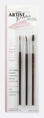 Linzer Assorted Shapes Red Sable and Ox Hair Artist Paint Brush Set