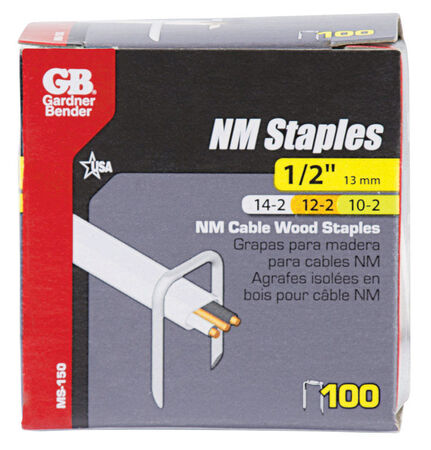 GB 1/2 in. W Graphite metallic Steel Insulated Cable Staple 100