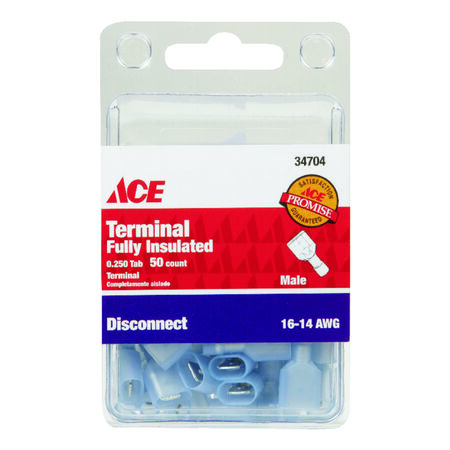 Ace Insulated Wire Male Disconnect Blue 50 pk