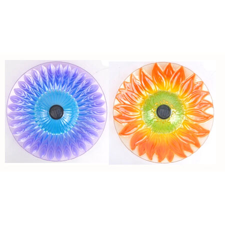 Luminous Garden Glass/Metal 21.6 in. Solar Bird Bath with Stand