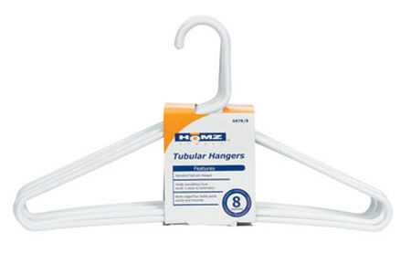 HPI 9-3/8 in. H x 16-1/4 in. L x 3/8 in. W Plastic White Tubular Hanger 8 pk
