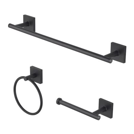 OakBrook Collection Matte Black Zinc Towel Bar Set