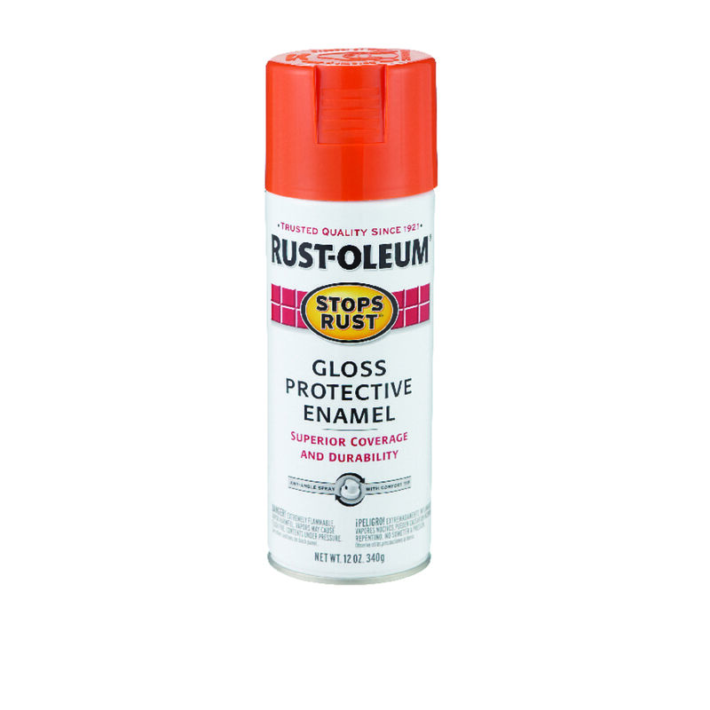 RustOleum Stops Rust Gloss Orange Protective Enamel Spray 12 oz Stine Home + Yard The