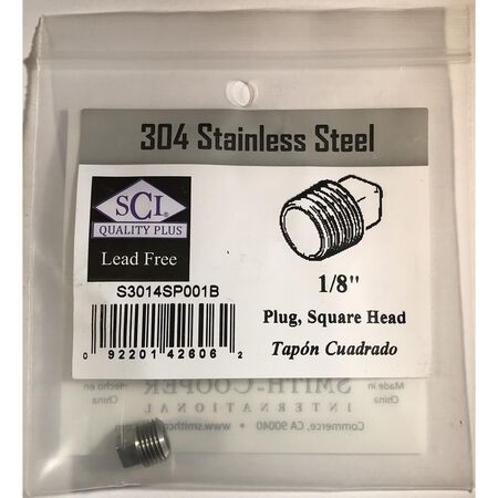 Smith-Cooper 1/8 in. MPT Stainless Steel Square Head Plug