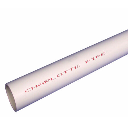Charlotte Pipe Schedule 40 PVC Pressure Pipe 1/2 in. D X 10 ft. L Plain End 600 psi